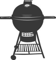 AI generated silhouette a barbecue grill offset smoker top down black color only vector