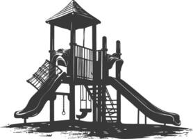 AI generated silhouette abandoned playground black color only vector