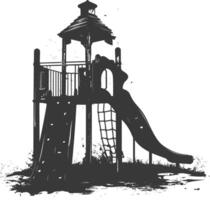 AI generated silhouette abandoned playground black color only vector