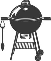 AI generated silhouette a barbecue grill offset smoker top down black color only vector