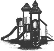 AI generated silhouette abandoned playground black color only vector