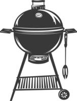 AI generated silhouette a barbecue grill offset smoker top down black color only vector