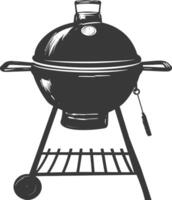 AI generated silhouette a barbecue grill offset smoker top down black color only vector