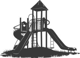 AI generated silhouette abandoned playground black color only vector