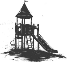 AI generated silhouette abandoned playground black color only vector