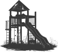 AI generated silhouette abandoned playground black color only vector