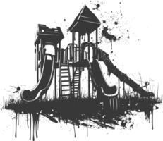 AI generated silhouette abandoned playground black color only vector