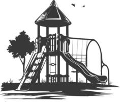 AI generated silhouette abandoned playground black color only vector