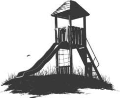 AI generated silhouette abandoned playground black color only vector