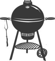 AI generated silhouette a barbecue grill offset smoker top down black color only vector