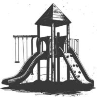 AI generated silhouette abandoned playground black color only vector