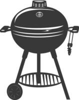 AI generated silhouette a barbecue grill offset smoker top down black color only vector