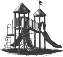 AI generated silhouette abandoned playground black color only vector