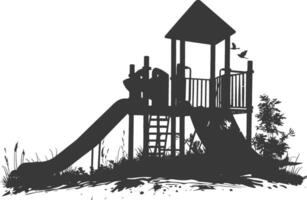 AI generated silhouette abandoned playground black color only vector