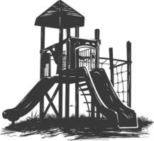 AI generated silhouette abandoned playground black color only vector