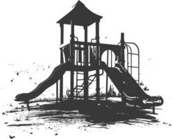 AI generated silhouette abandoned playground black color only vector