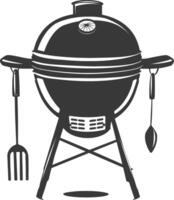 AI generated silhouette a barbecue grill offset smoker top down black color only vector