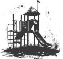 AI generated silhouette abandoned playground black color only vector