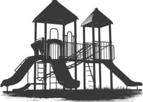 AI generated silhouette abandoned playground black color only vector