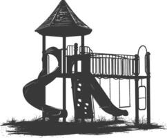 AI generated silhouette abandoned playground black color only vector