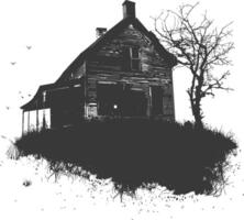 AI generated silhouette abandoned home or house black color only vector