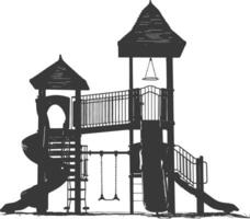 AI generated silhouette abandoned playground black color only vector