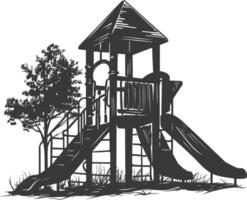 AI generated silhouette abandoned playground black color only vector