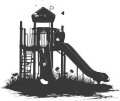 AI generated silhouette abandoned playground black color only vector