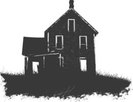 AI generated silhouette abandoned home or house black color only vector