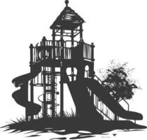 AI generated silhouette abandoned playground black color only vector