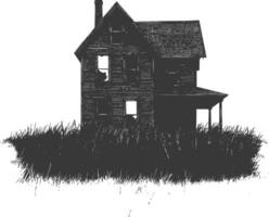 AI generated silhouette abandoned home or house black color only vector