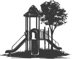 AI generated silhouette abandoned playground black color only vector