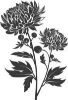 AI generated Silhouette aster flower black color only vector