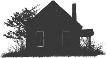 AI generated silhouette abandoned home or house black color only vector