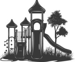 AI generated silhouette abandoned playground black color only vector