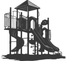 AI generated silhouette abandoned playground black color only vector