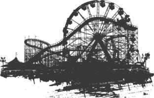 AI generated silhouette abandoned amusement park black color only vector