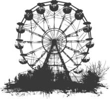 AI generated silhouette abandoned amusement park black color only vector