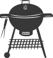 AI generated silhouette a barbecue grill offset smoker top down black color only vector