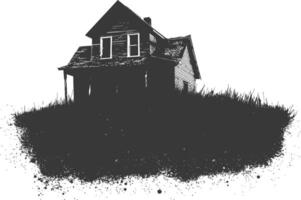 AI generated silhouette abandoned home or house black color only vector