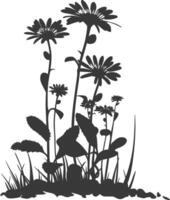 AI generated Silhouette aster flower in the ground black color only vector