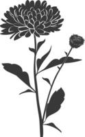 AI generated Silhouette aster flower black color only vector