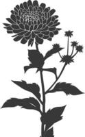 AI generated Silhouette aster flower black color only vector