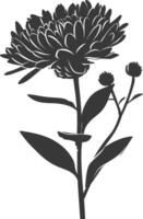 AI generated Silhouette aster flower black color only vector