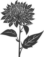 AI generated Silhouette aster flower black color only vector