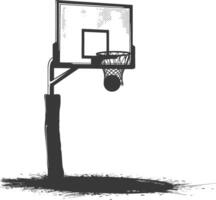 AI generated silhouette basketball ground hoop black color only vector