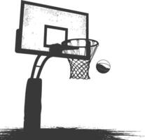 AI generated silhouette basketball ground hoop black color only vector