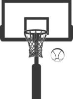 AI generated silhouette basketball ground hoop black color only vector