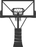 AI generated silhouette basketball ground hoop black color only vector