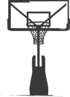 AI generated silhouette basketball ground hoop black color only vector